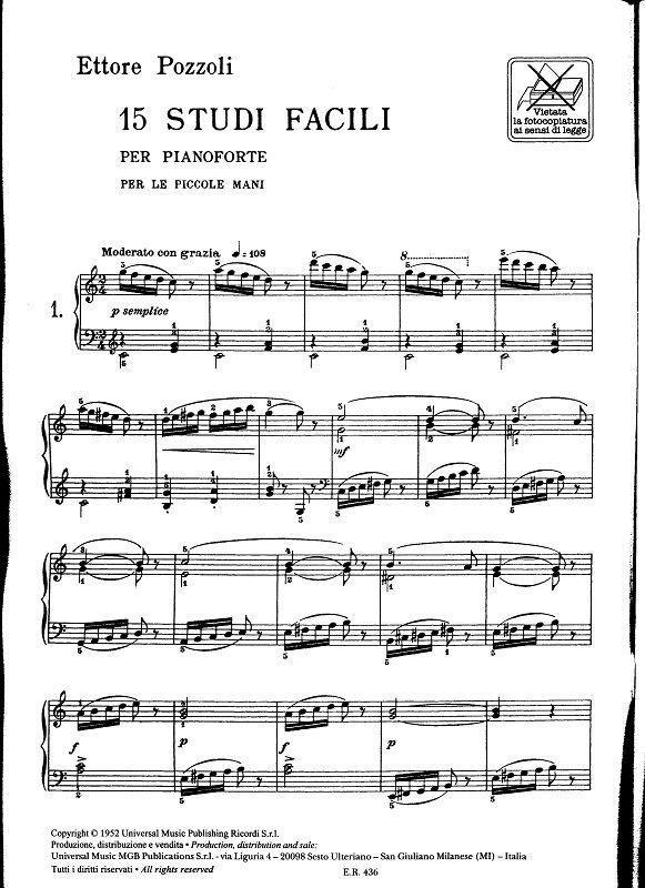 15 Studi facili per le piccole mani - pro klavír